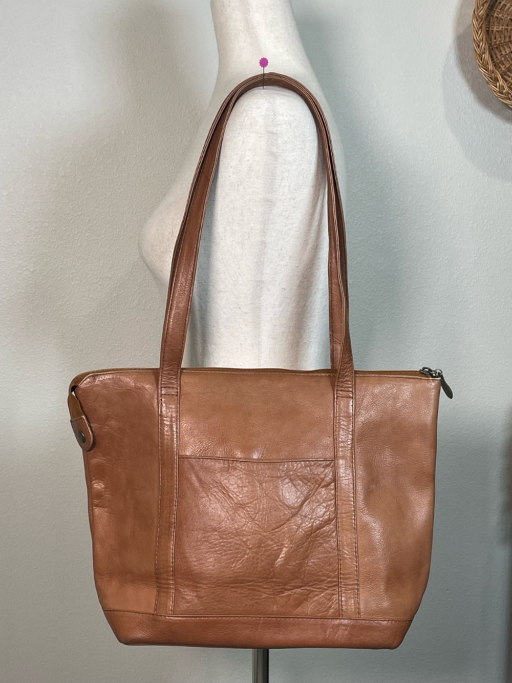 Vintage Y2K Wilson’s Adventure Bound Brown Leather Two Handle Purse Bag Tote - Picture 3 of 16